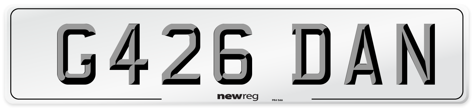 G426 DAN Number Plate from New Reg